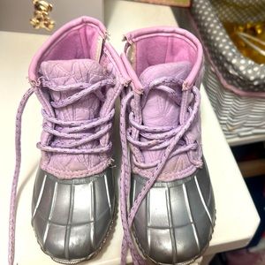 Snow boots, purple & silver
